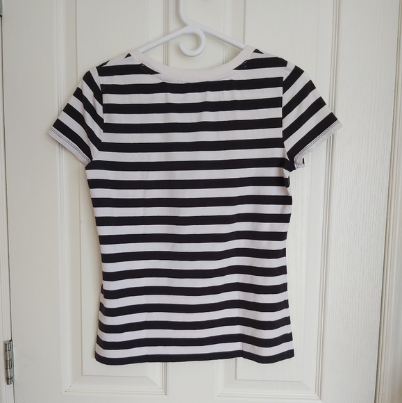 2/$15 Liz Claiborne black and white striped shirt - Picture 3 of 3